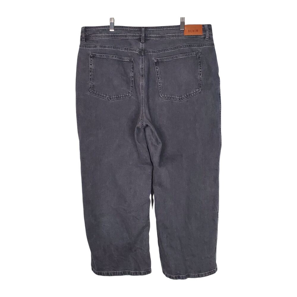 Sezane Le Crop Denim Wide Leg Crop Jeans High Waist Middle Grey Size 48 US 16 - Picture 3 of 10